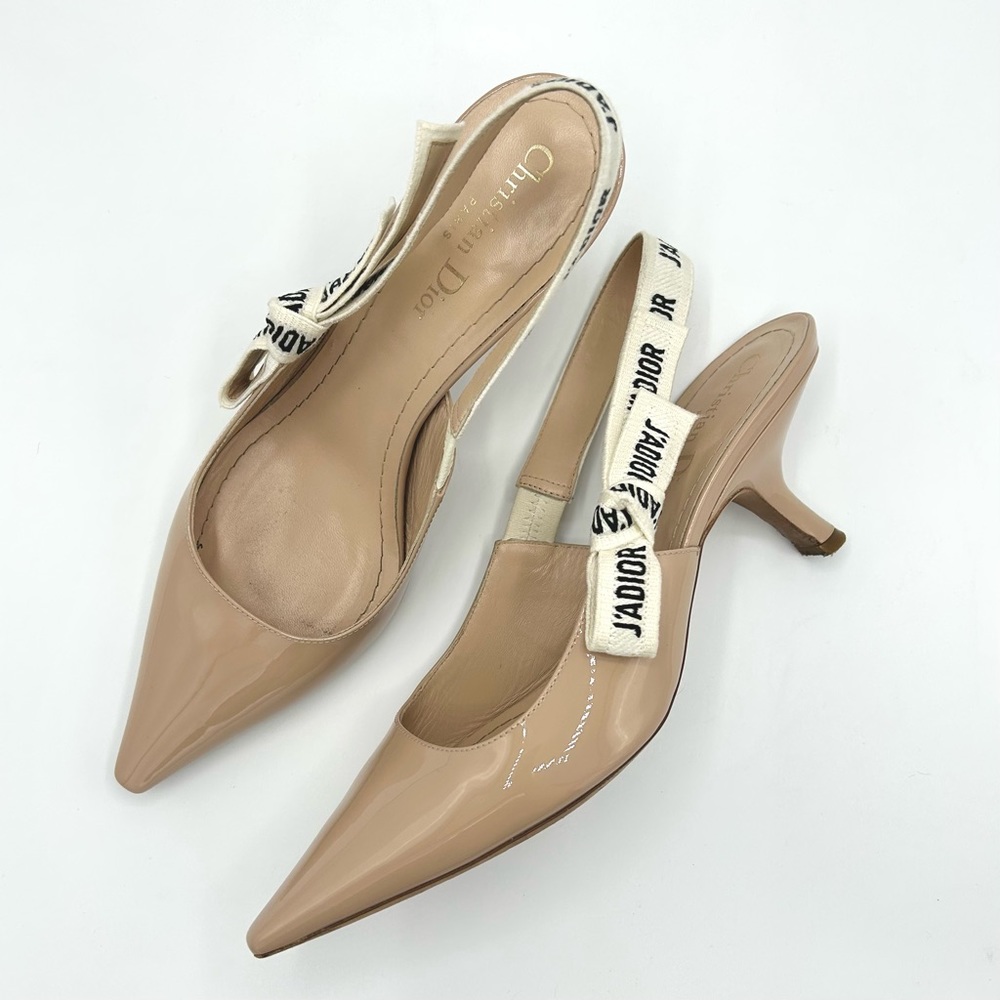 Christian Dior J’adior Slingback Heel Pump Nude Patent Leather 39